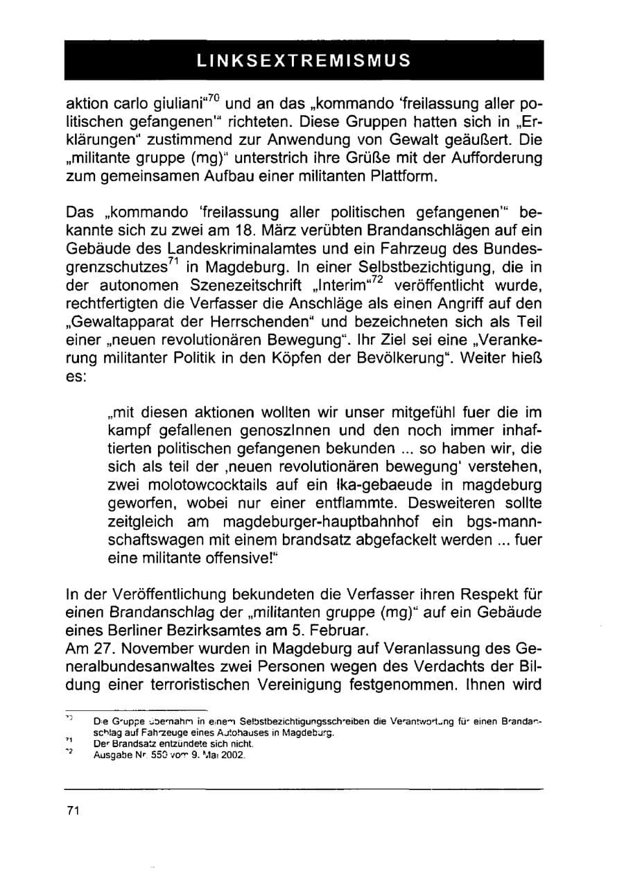 Seite 85 des Verfassungsschutzbericht 2002 Sachsen-Anhalt