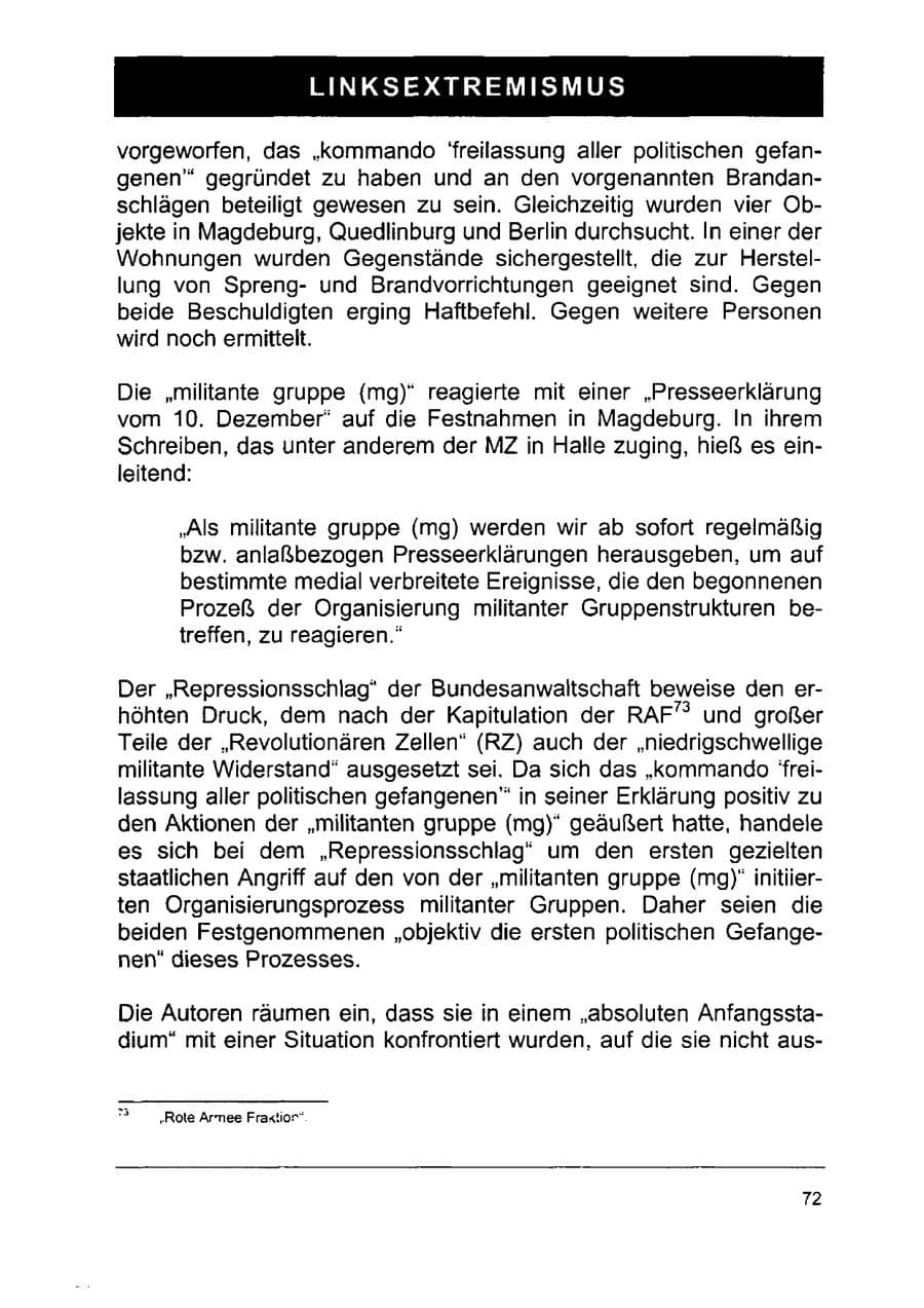 Seite 86 des Verfassungsschutzbericht 2002 Sachsen-Anhalt