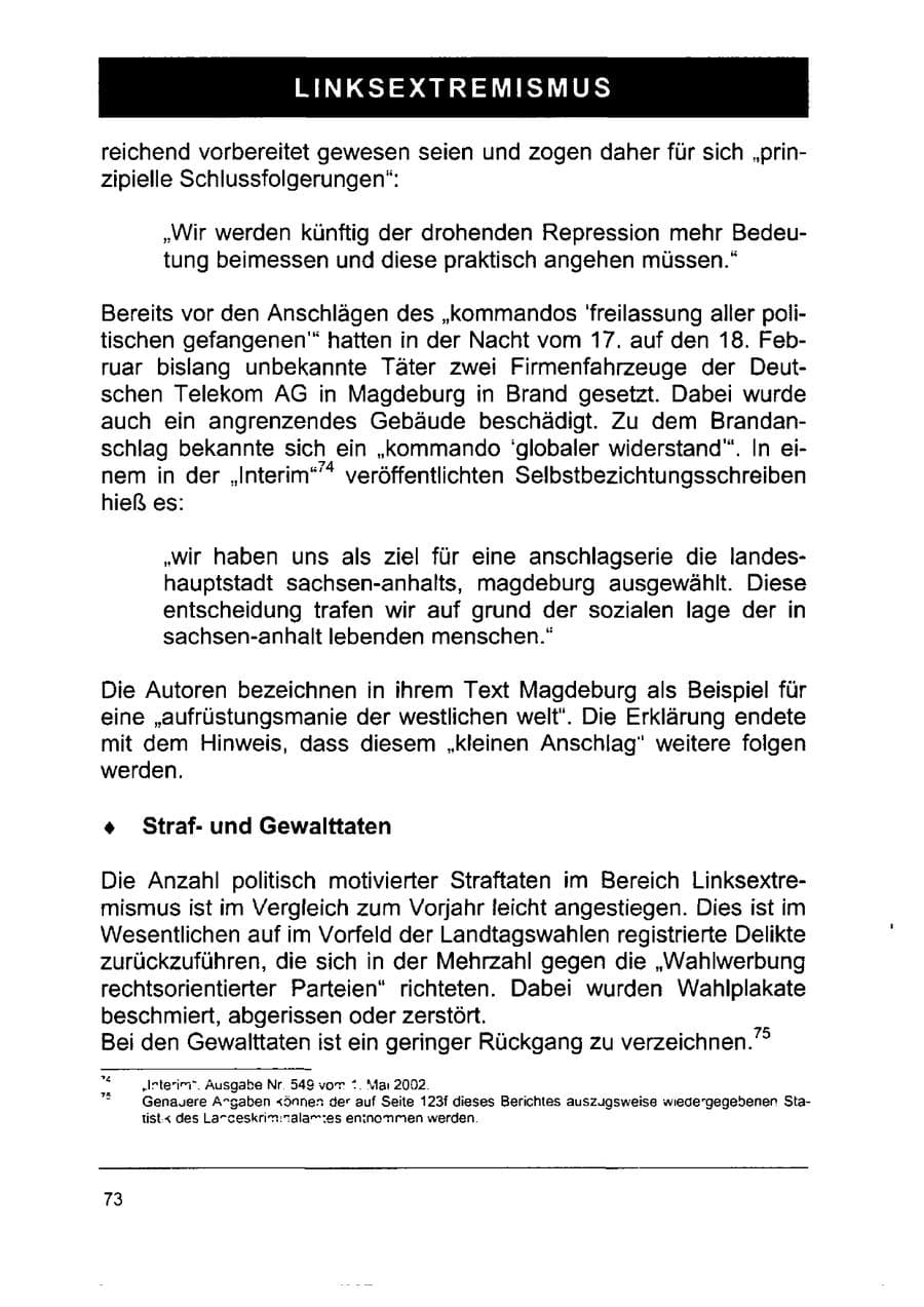 Seite 87 des Verfassungsschutzbericht 2002 Sachsen-Anhalt