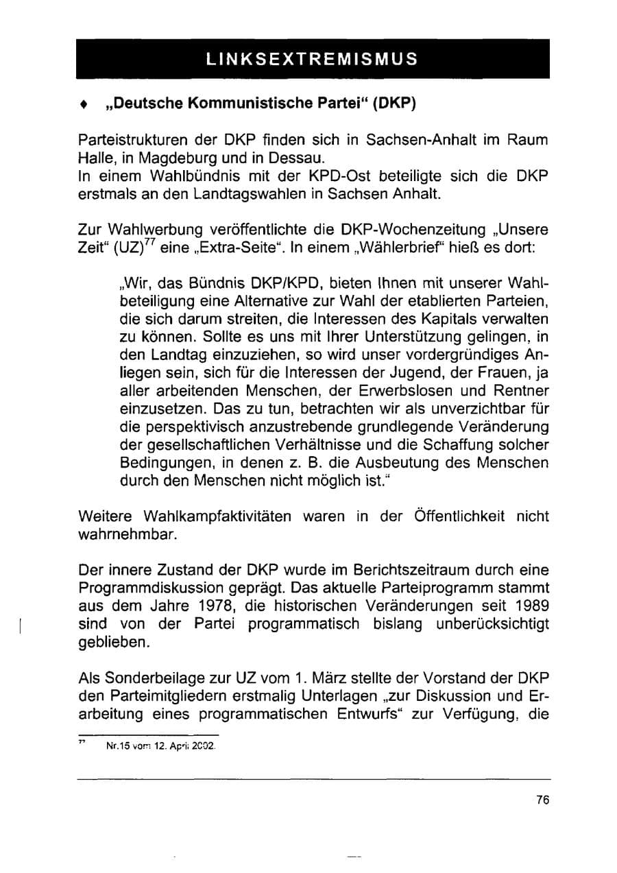 Seite 90 des Verfassungsschutzbericht 2002 Sachsen-Anhalt