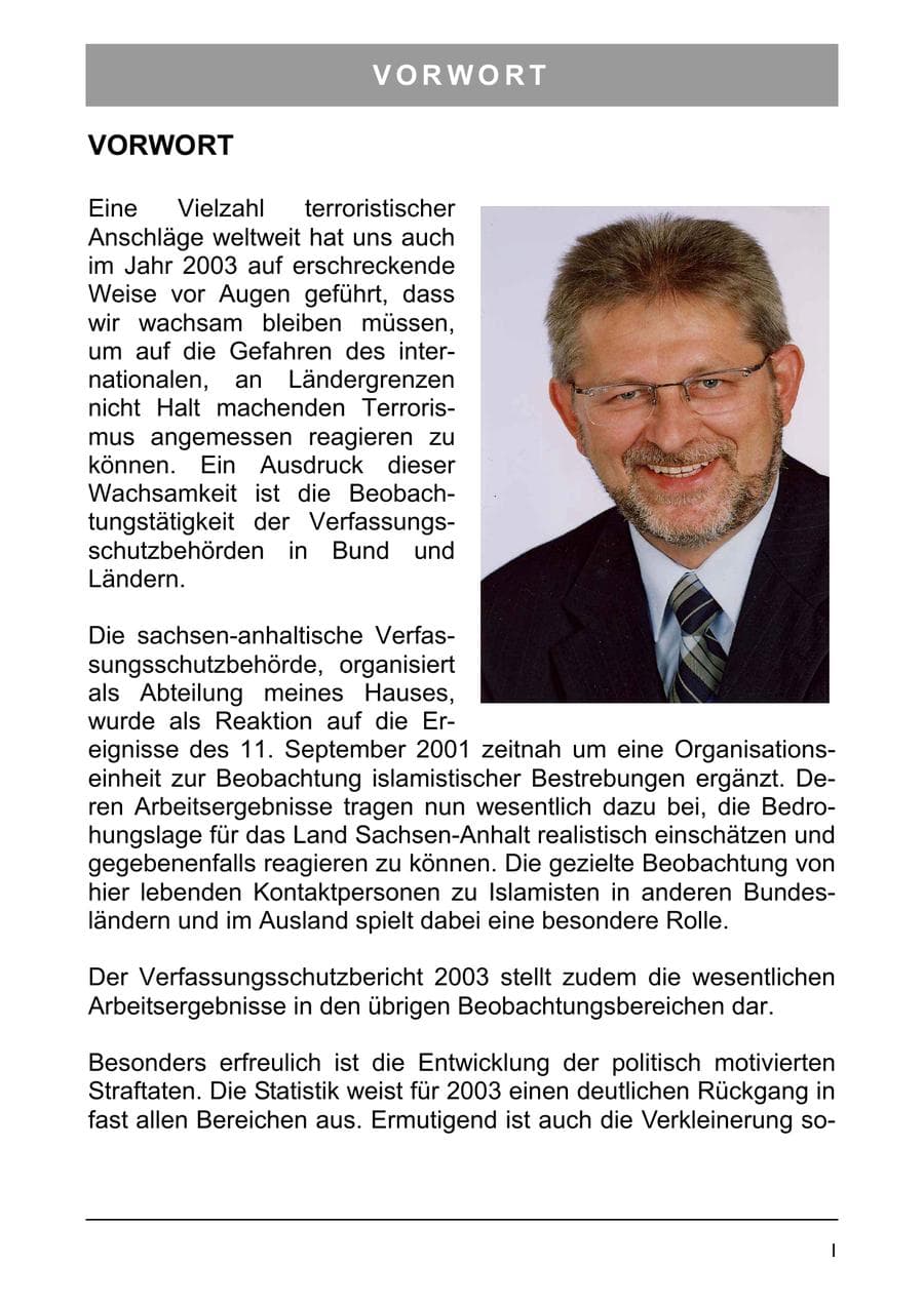 Seite 4 des Verfassungsschutzbericht 2003 Sachsen-Anhalt