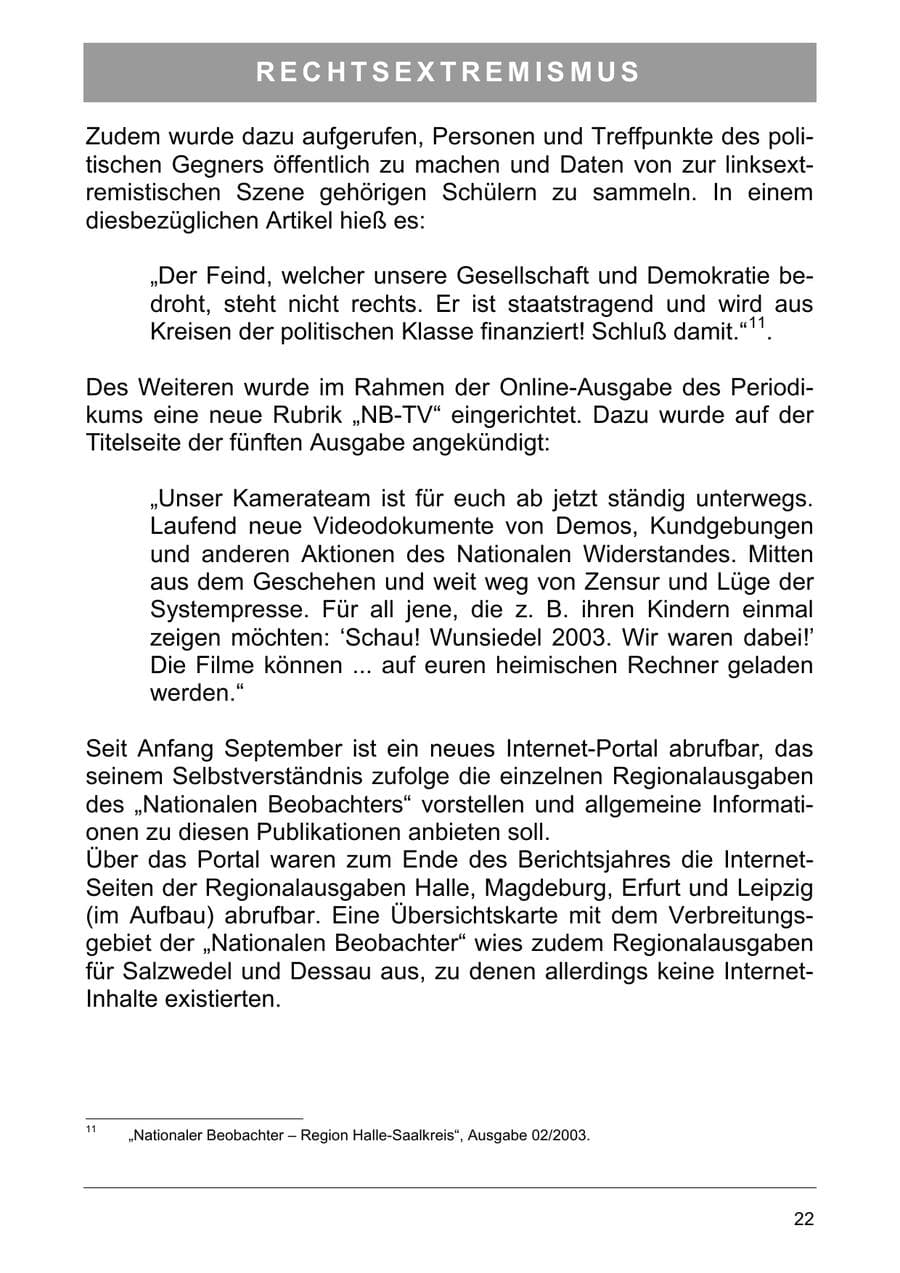 Seite 31 des Verfassungsschutzbericht 2003 Sachsen-Anhalt