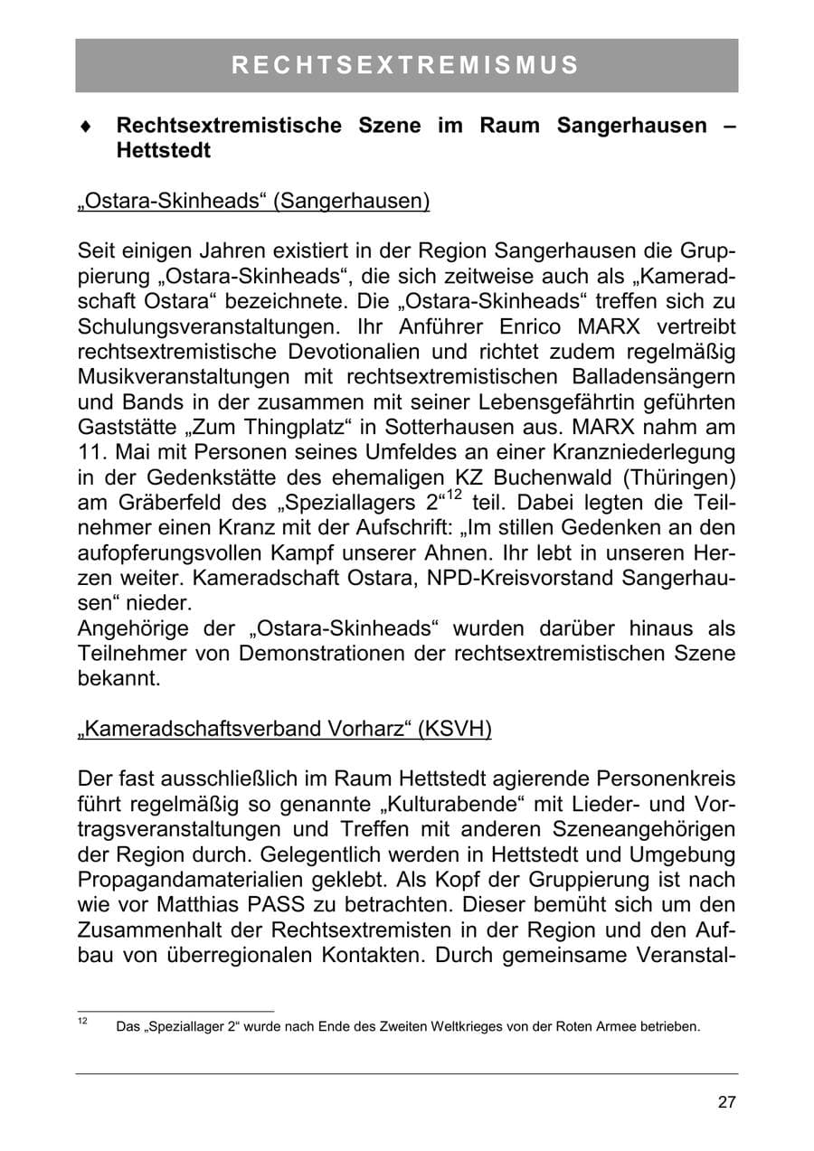 Seite 36 des Verfassungsschutzbericht 2003 Sachsen-Anhalt
