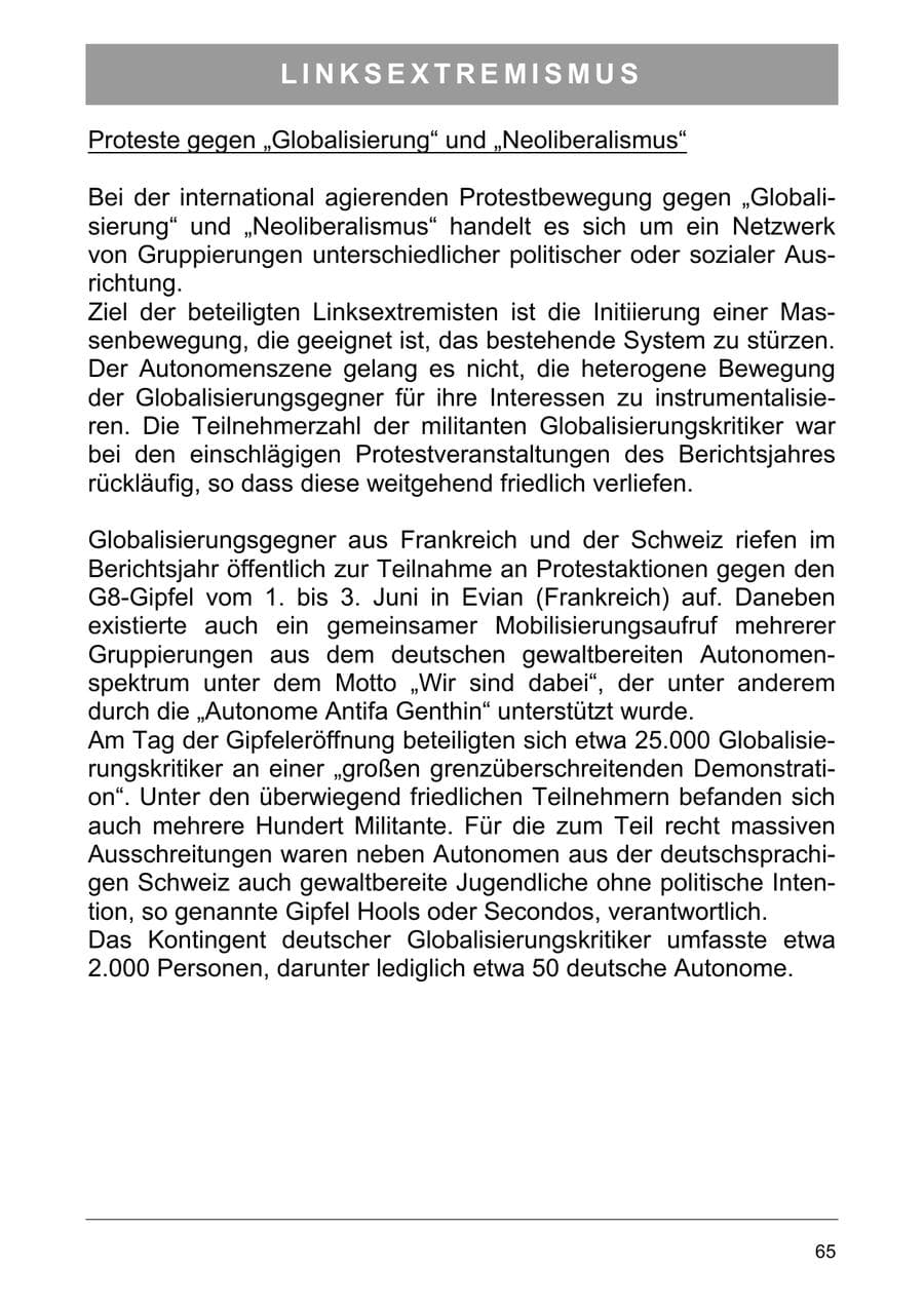 Seite 74 des Verfassungsschutzbericht 2003 Sachsen-Anhalt