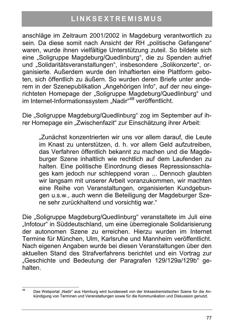 Seite 86 des Verfassungsschutzbericht 2003 Sachsen-Anhalt
