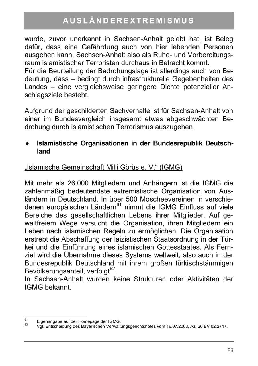 Seite 95 des Verfassungsschutzbericht 2003 Sachsen-Anhalt