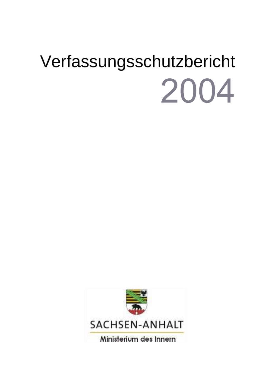 Seite 1 des Verfassungsschutzbericht 2004 Sachsen-Anhalt