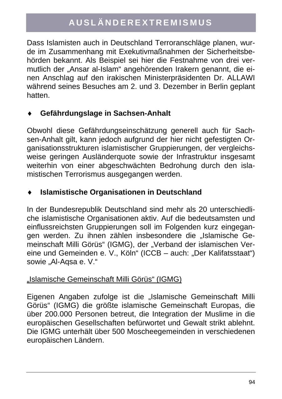 Seite 102 des Verfassungsschutzbericht 2004 Sachsen-Anhalt