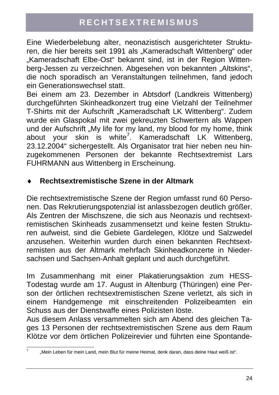 Seite 32 des Verfassungsschutzbericht 2004 Sachsen-Anhalt