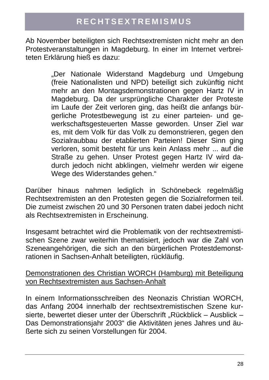 Seite 36 des Verfassungsschutzbericht 2004 Sachsen-Anhalt
