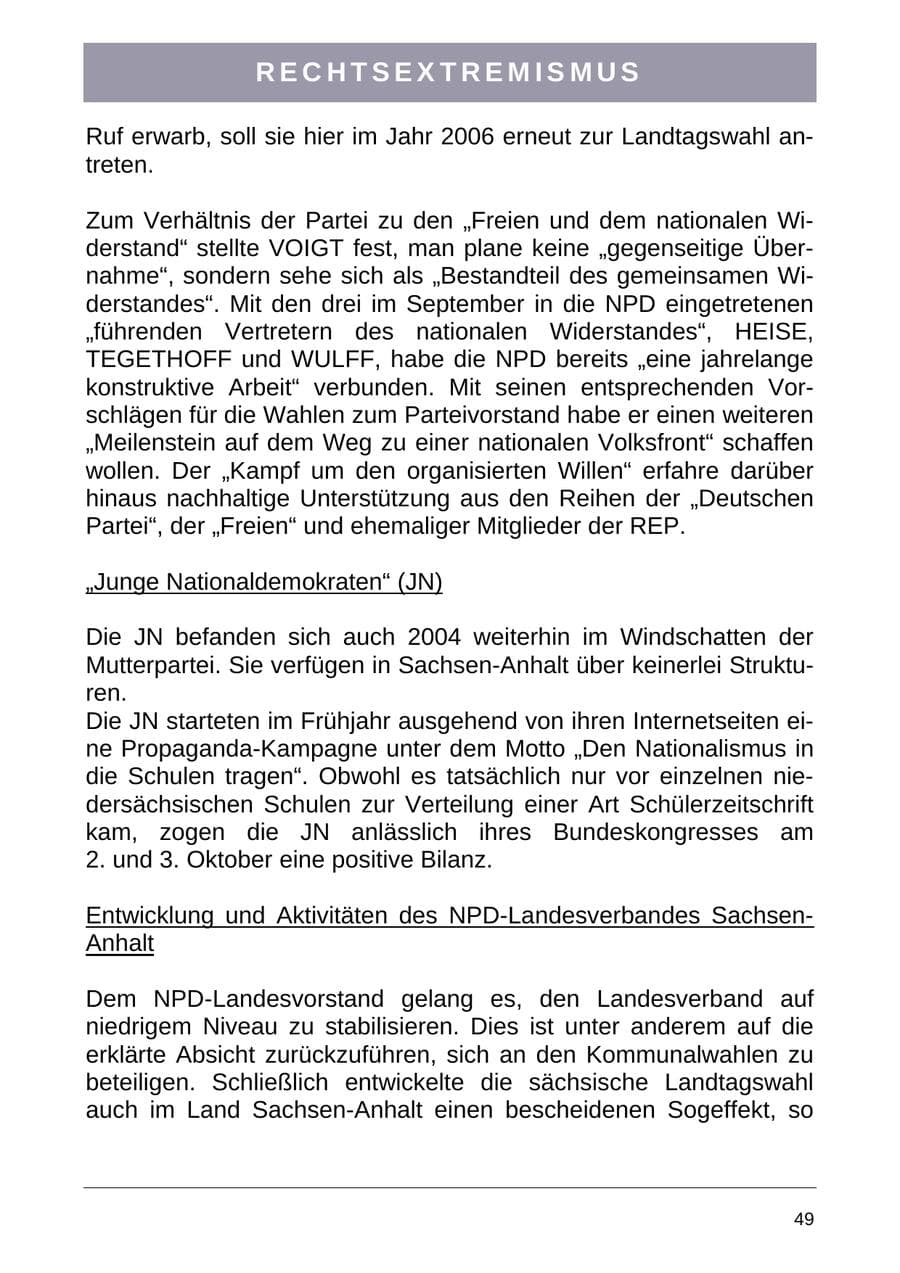 Seite 57 des Verfassungsschutzbericht 2004 Sachsen-Anhalt