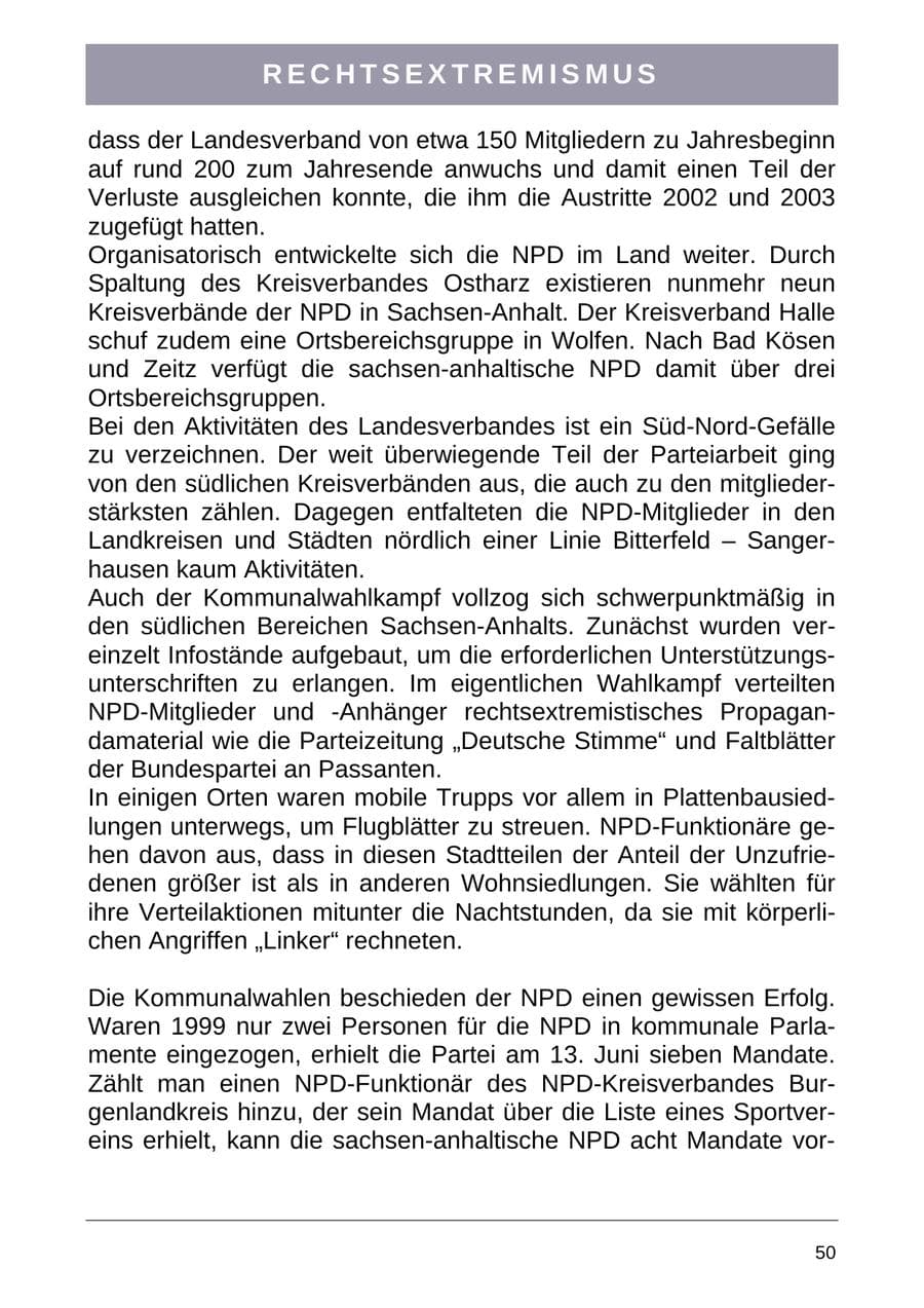 Seite 58 des Verfassungsschutzbericht 2004 Sachsen-Anhalt