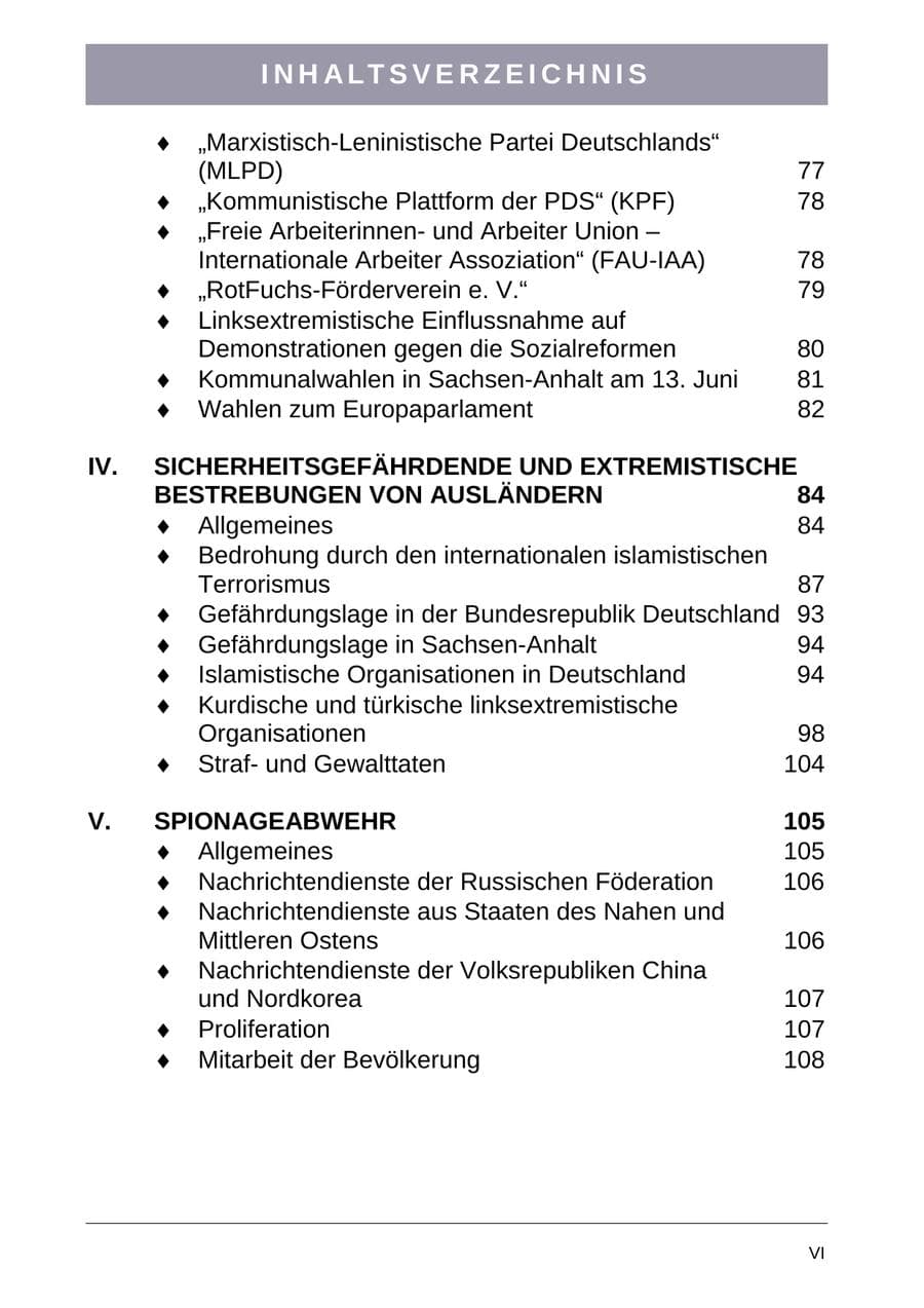 Seite 7 des Verfassungsschutzbericht 2004 Sachsen-Anhalt