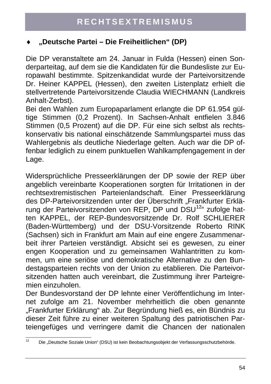 Seite 62 des Verfassungsschutzbericht 2004 Sachsen-Anhalt