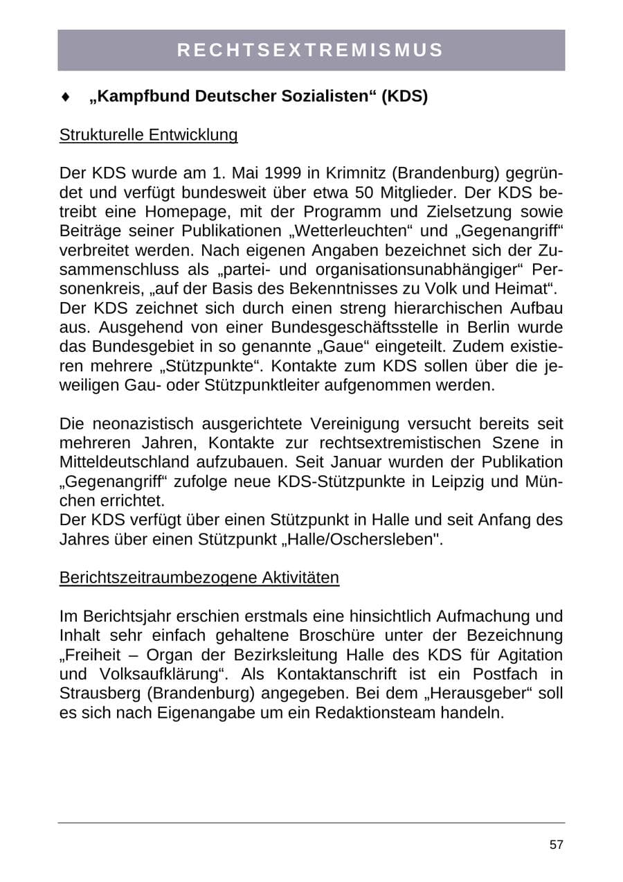 Seite 65 des Verfassungsschutzbericht 2004 Sachsen-Anhalt