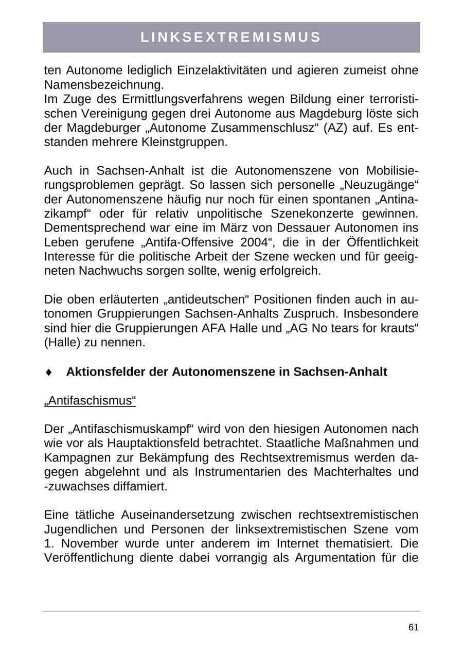 Seite 69 des Verfassungsschutzbericht 2004 Sachsen-Anhalt