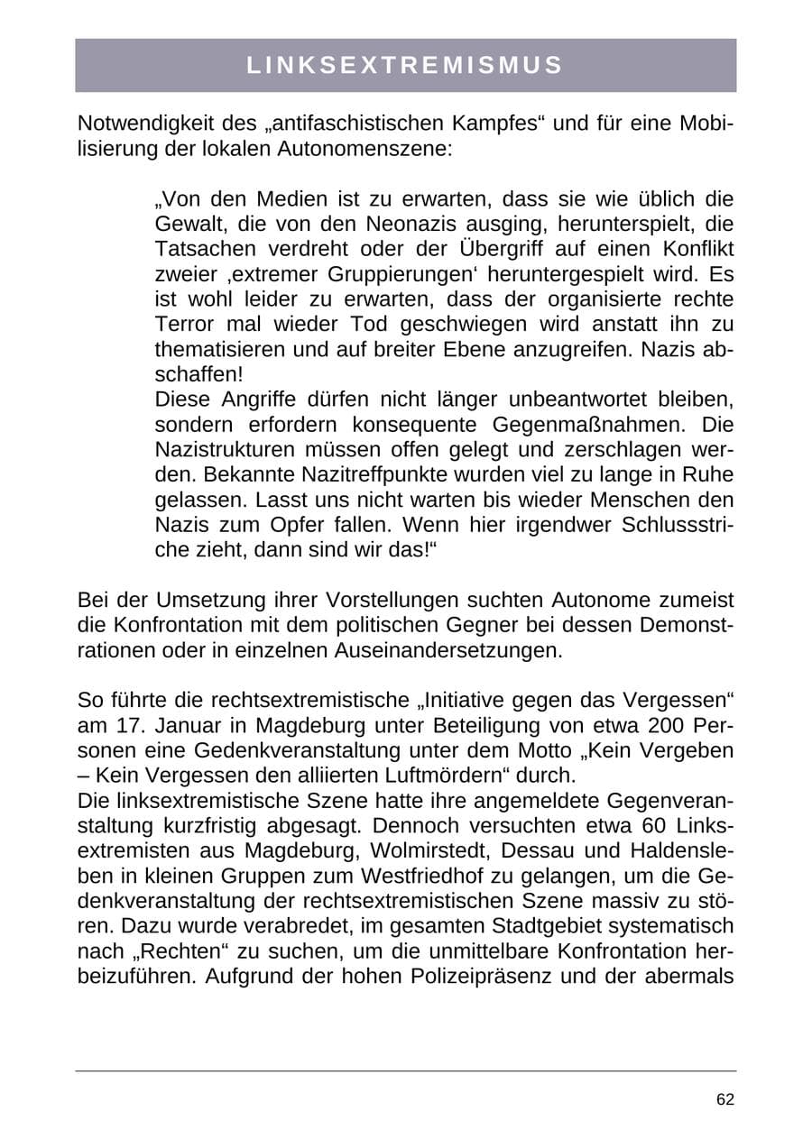 Seite 70 des Verfassungsschutzbericht 2004 Sachsen-Anhalt
