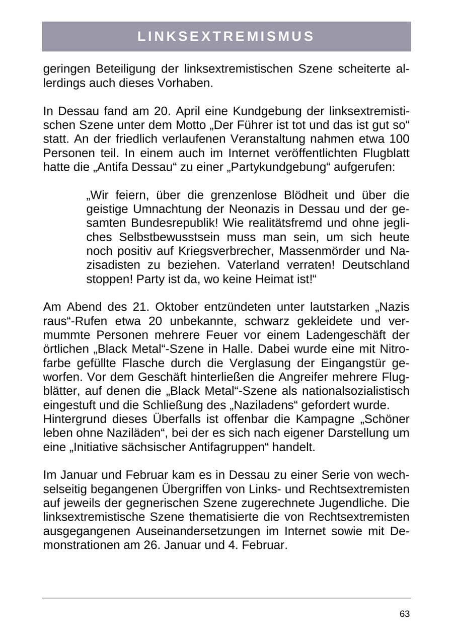 Seite 71 des Verfassungsschutzbericht 2004 Sachsen-Anhalt