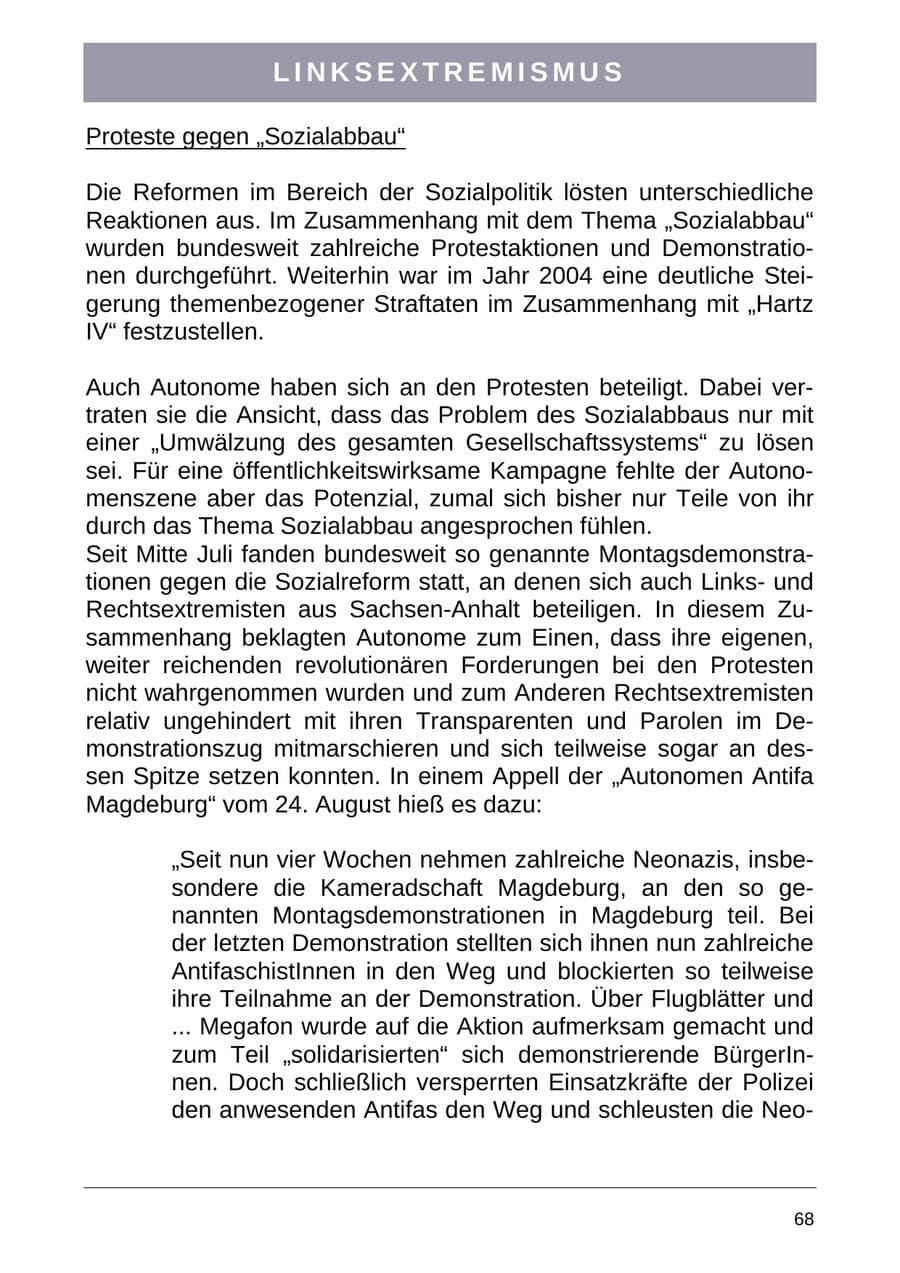 Seite 76 des Verfassungsschutzbericht 2004 Sachsen-Anhalt
