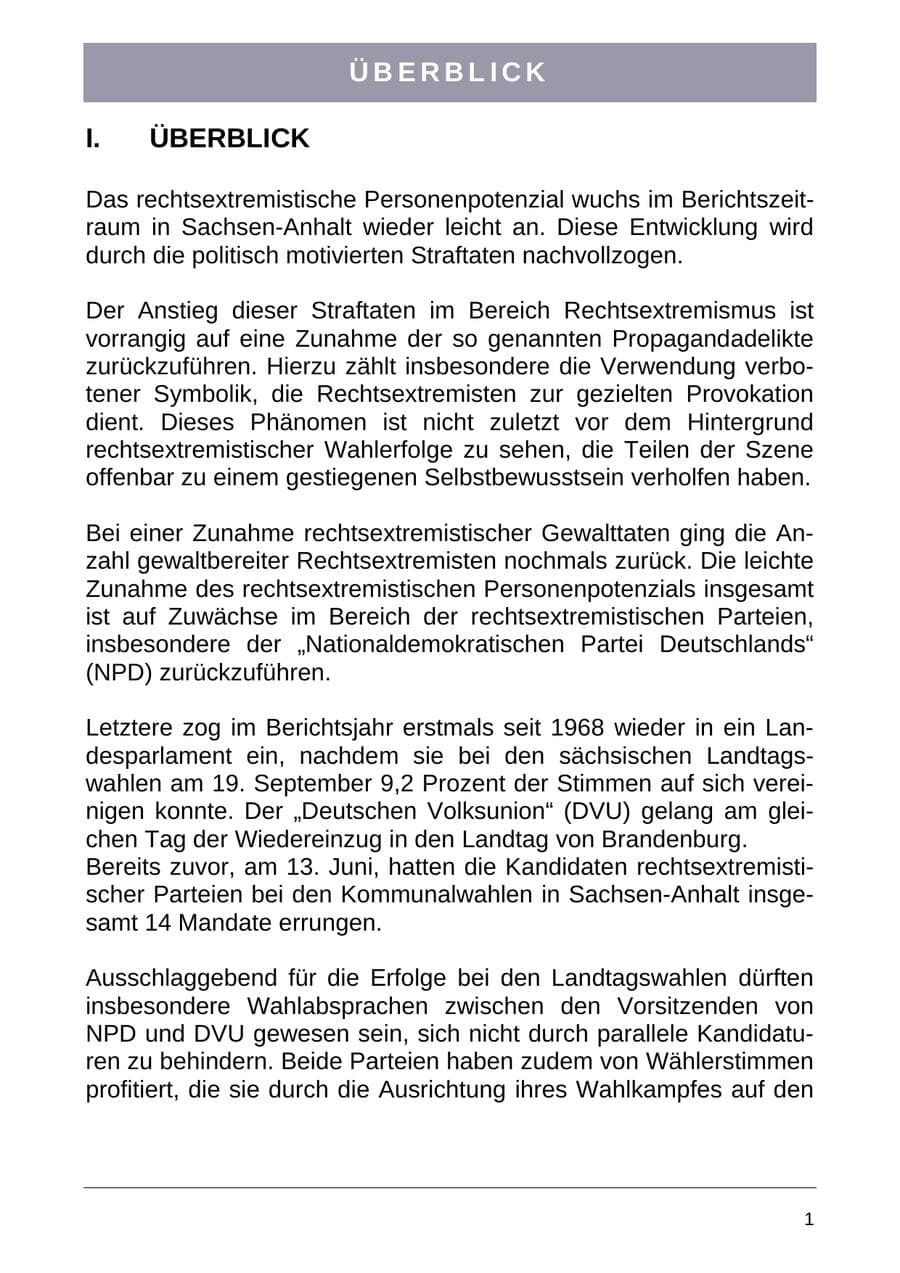 Seite 9 des Verfassungsschutzbericht 2004 Sachsen-Anhalt