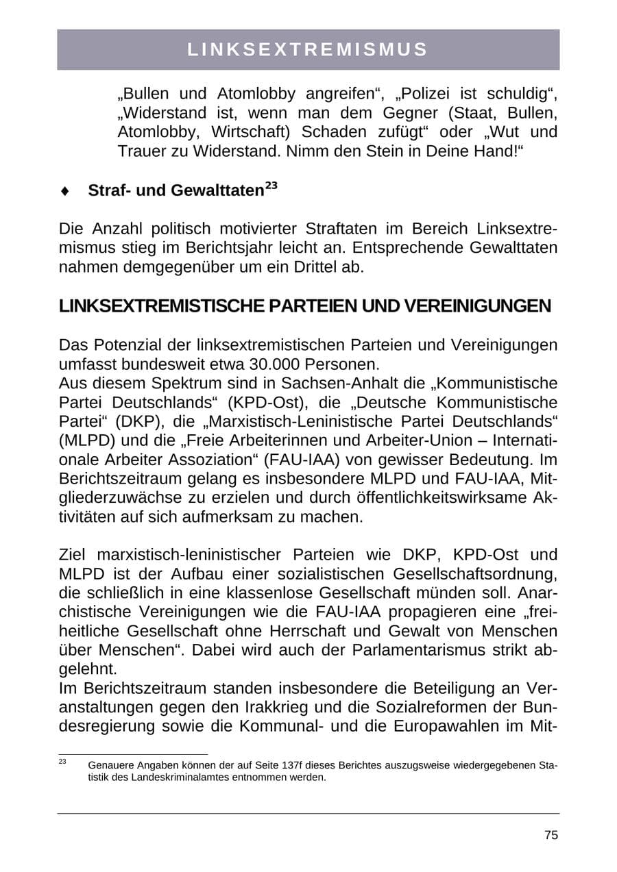 Seite 83 des Verfassungsschutzbericht 2004 Sachsen-Anhalt