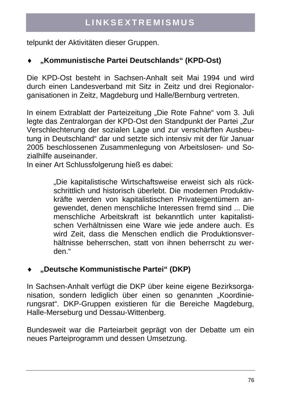 Seite 84 des Verfassungsschutzbericht 2004 Sachsen-Anhalt