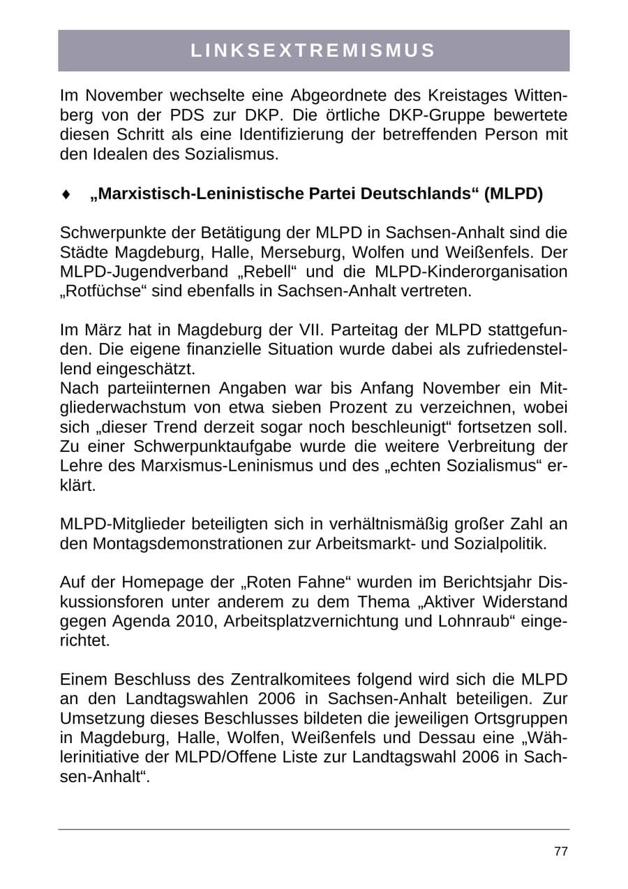 Seite 85 des Verfassungsschutzbericht 2004 Sachsen-Anhalt