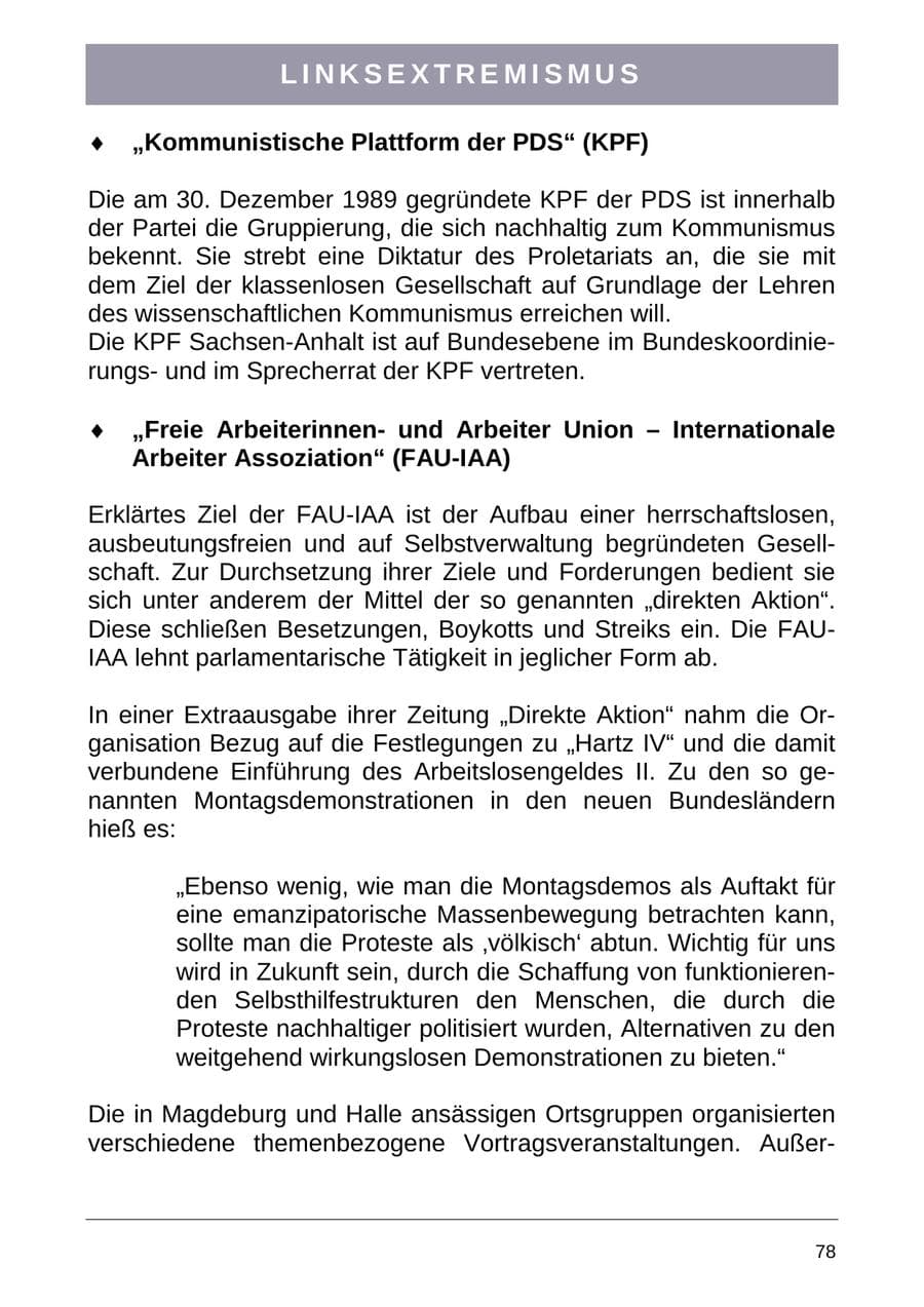 Seite 86 des Verfassungsschutzbericht 2004 Sachsen-Anhalt