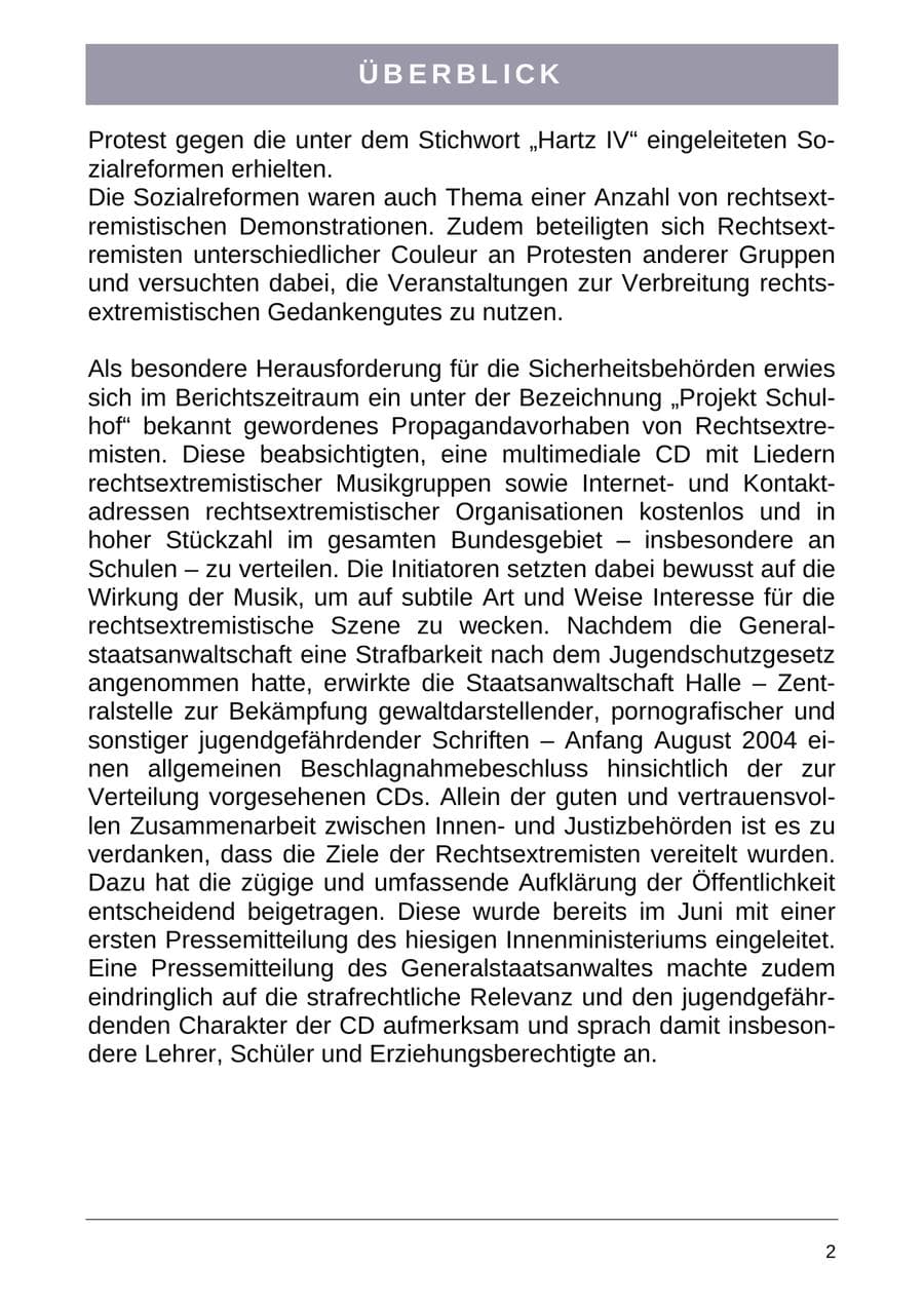 Seite 10 des Verfassungsschutzbericht 2004 Sachsen-Anhalt