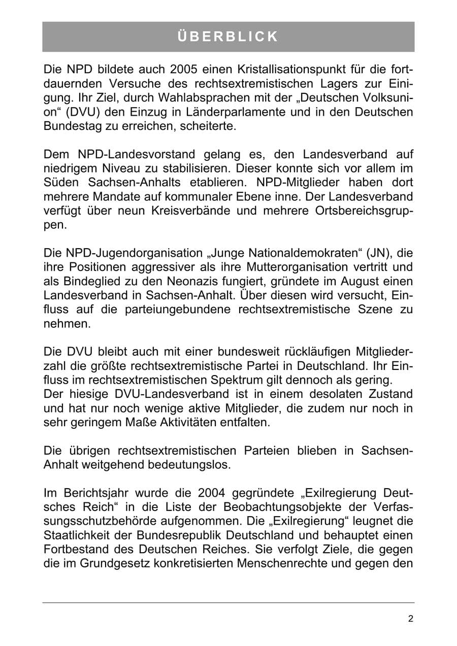 Seite 11 des Verfassungsschutzbericht 2005 Sachsen-Anhalt