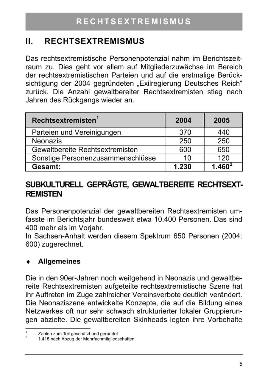 Seite 14 des Verfassungsschutzbericht 2005 Sachsen-Anhalt