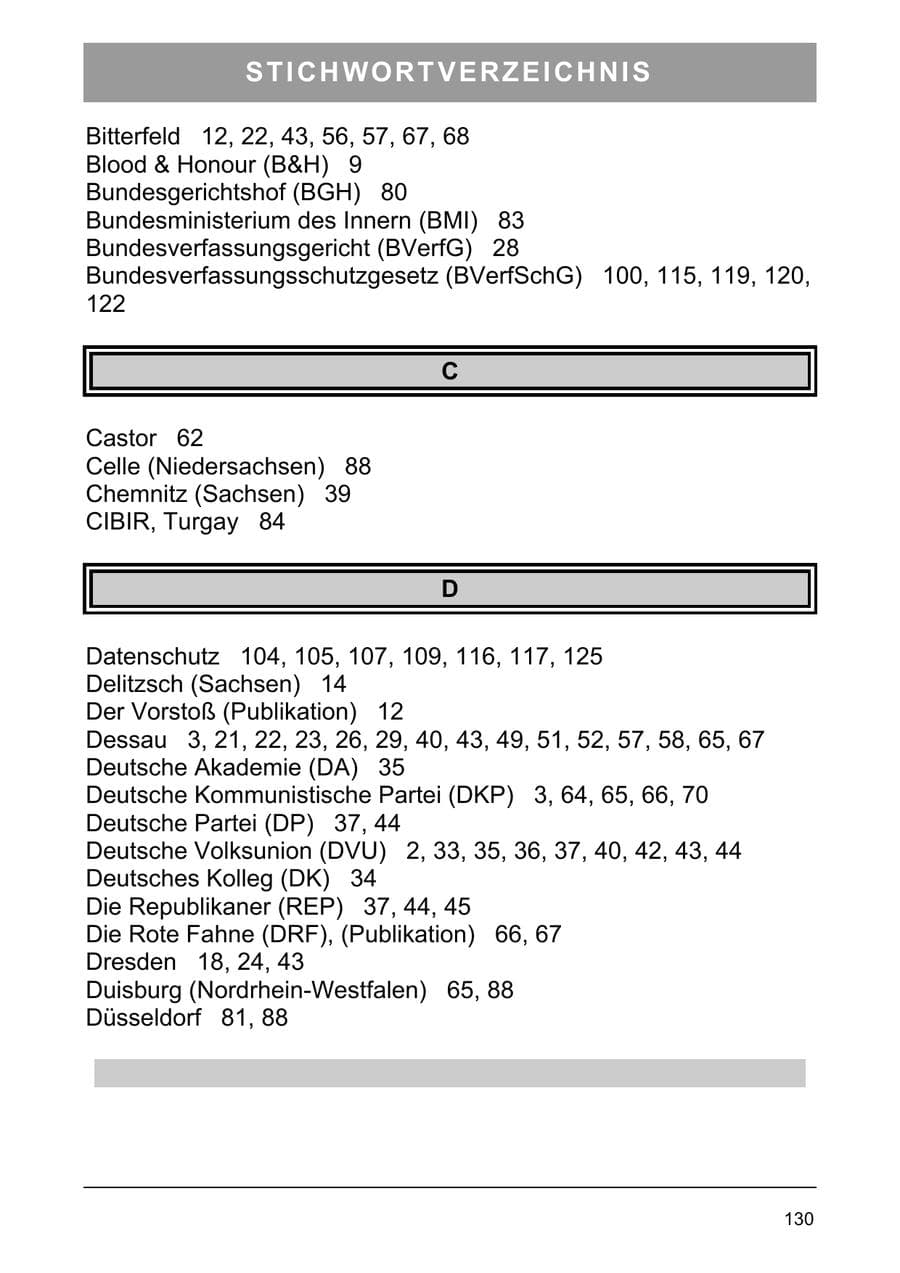 Seite 139 des Verfassungsschutzbericht 2005 Sachsen-Anhalt