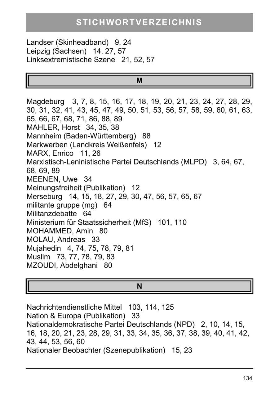 Seite 143 des Verfassungsschutzbericht 2005 Sachsen-Anhalt