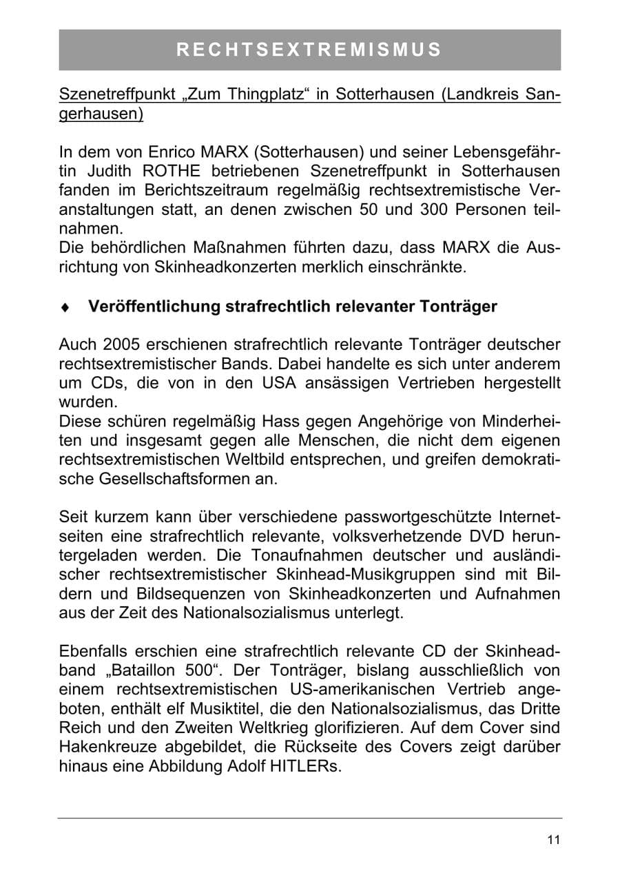 Seite 20 des Verfassungsschutzbericht 2005 Sachsen-Anhalt