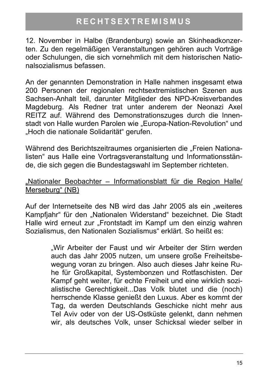 Seite 24 des Verfassungsschutzbericht 2005 Sachsen-Anhalt