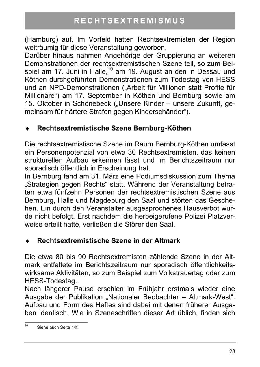 Seite 32 des Verfassungsschutzbericht 2005 Sachsen-Anhalt
