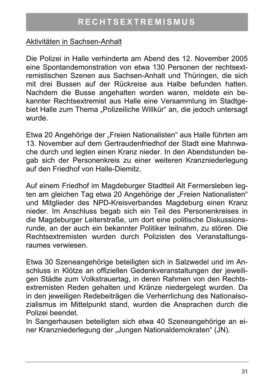 Seite 40 des Verfassungsschutzbericht 2005 Sachsen-Anhalt