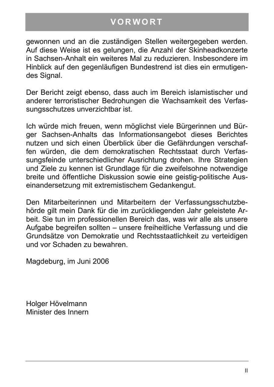Seite 5 des Verfassungsschutzbericht 2005 Sachsen-Anhalt