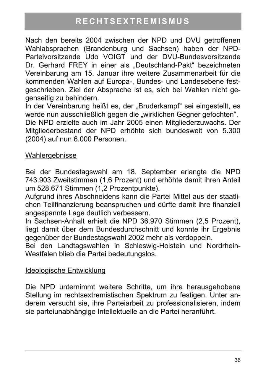 Seite 45 des Verfassungsschutzbericht 2005 Sachsen-Anhalt