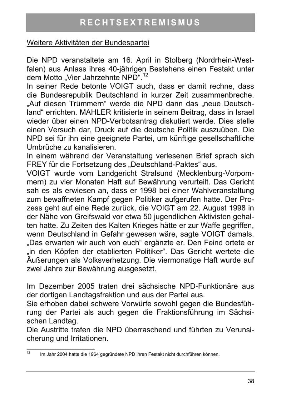 Seite 47 des Verfassungsschutzbericht 2005 Sachsen-Anhalt
