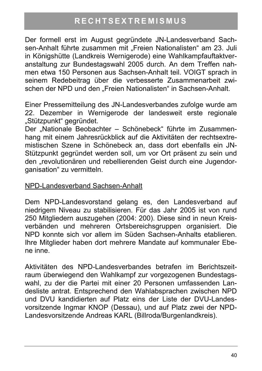 Seite 49 des Verfassungsschutzbericht 2005 Sachsen-Anhalt