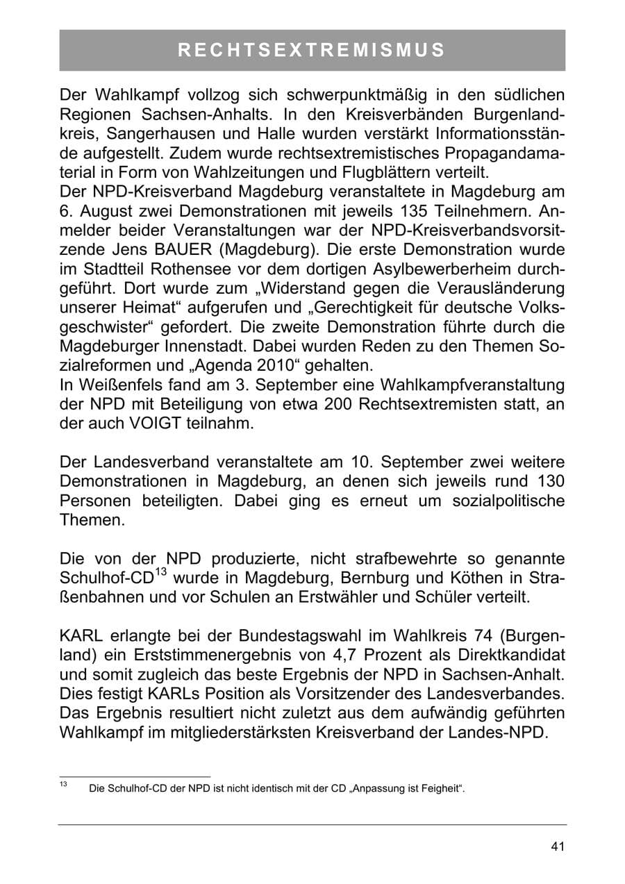 Seite 50 des Verfassungsschutzbericht 2005 Sachsen-Anhalt