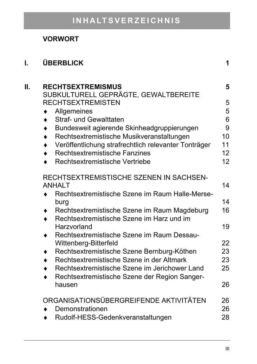 Seite 6 des Verfassungsschutzbericht 2005 Sachsen-Anhalt