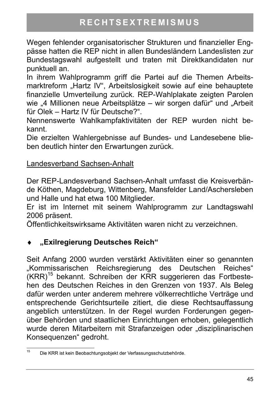 Seite 54 des Verfassungsschutzbericht 2005 Sachsen-Anhalt