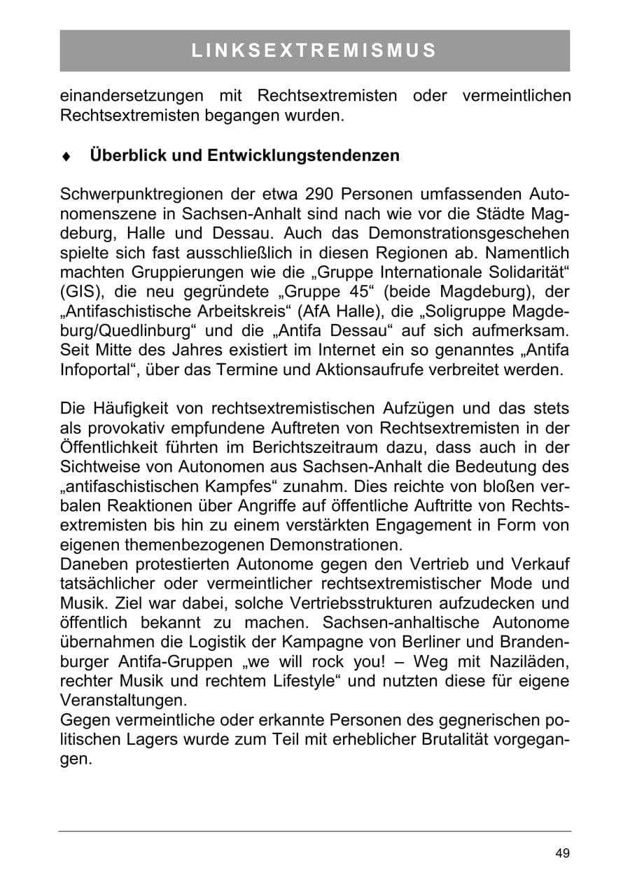 Seite 58 des Verfassungsschutzbericht 2005 Sachsen-Anhalt