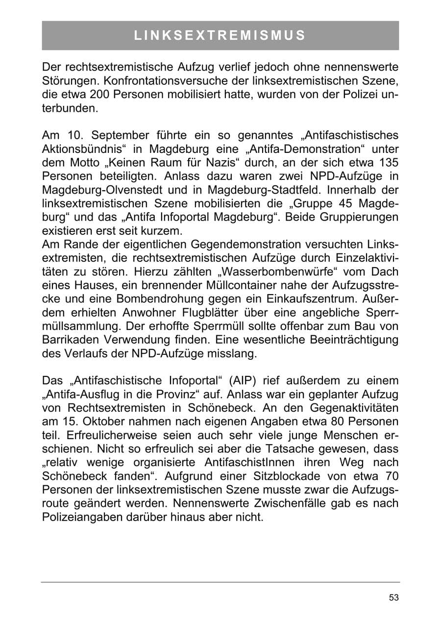 Seite 62 des Verfassungsschutzbericht 2005 Sachsen-Anhalt