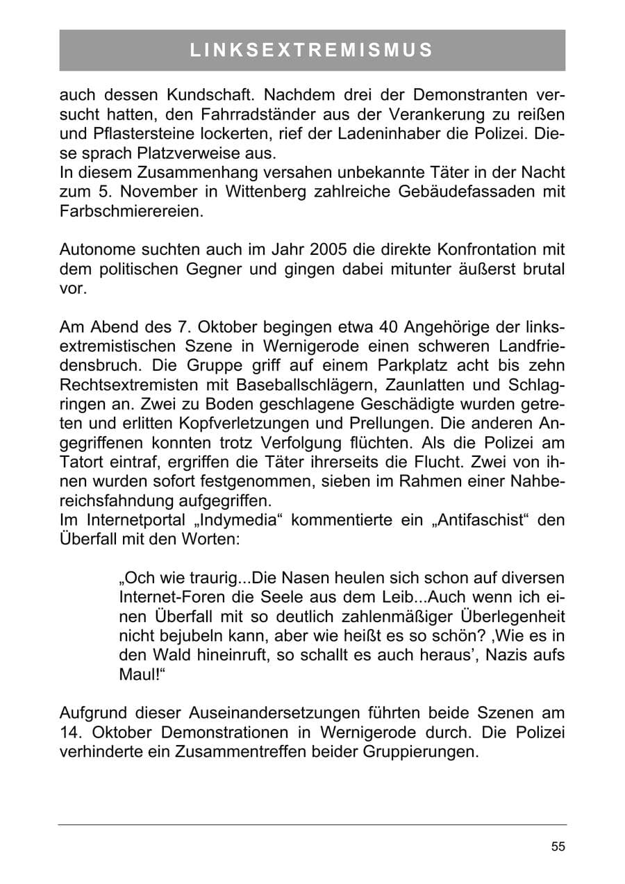 Seite 64 des Verfassungsschutzbericht 2005 Sachsen-Anhalt