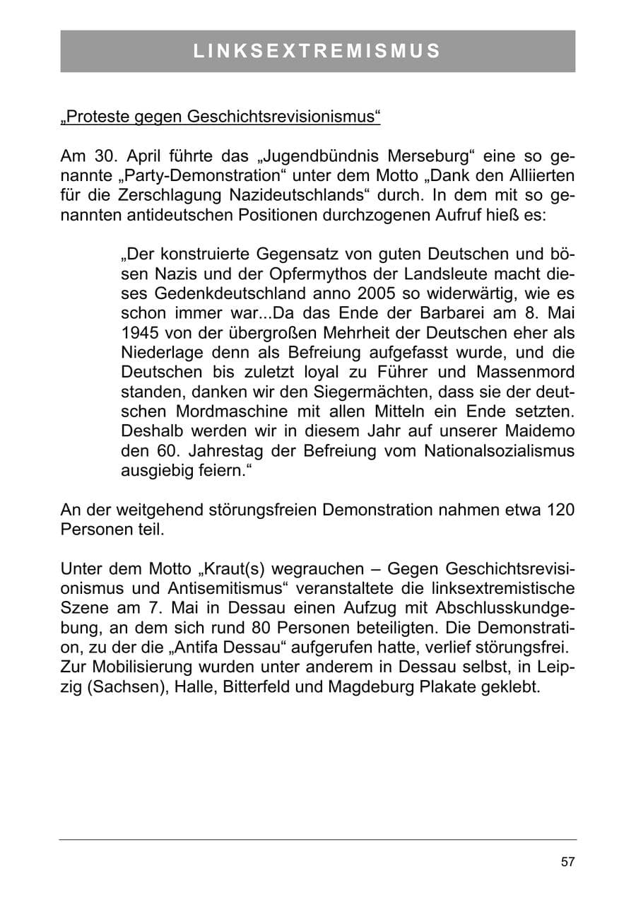 Seite 66 des Verfassungsschutzbericht 2005 Sachsen-Anhalt