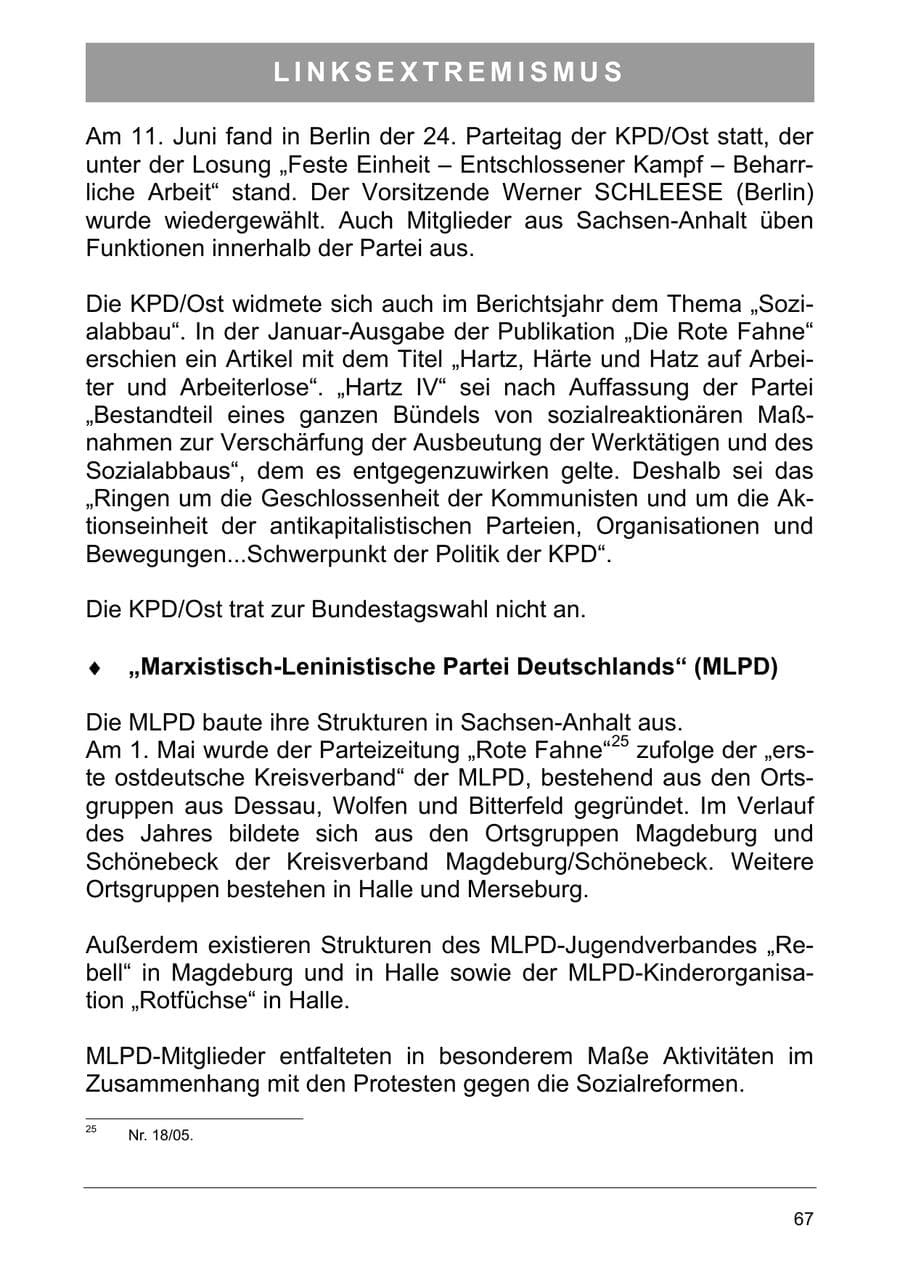 Seite 76 des Verfassungsschutzbericht 2005 Sachsen-Anhalt