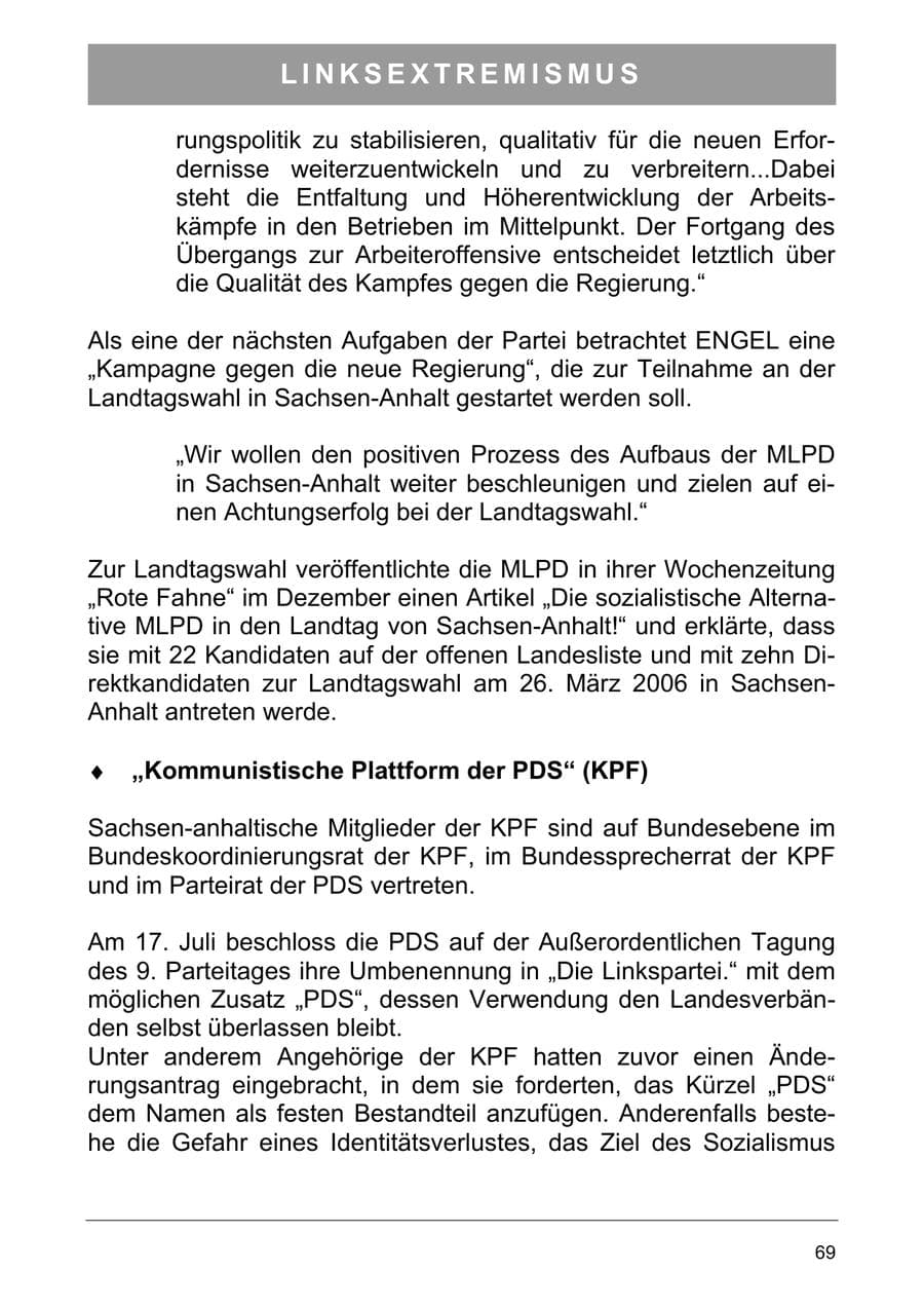 Seite 78 des Verfassungsschutzbericht 2005 Sachsen-Anhalt